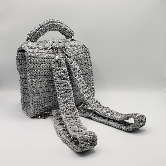 💕 Shiny silver handmade backpack - Picture 2 of 5